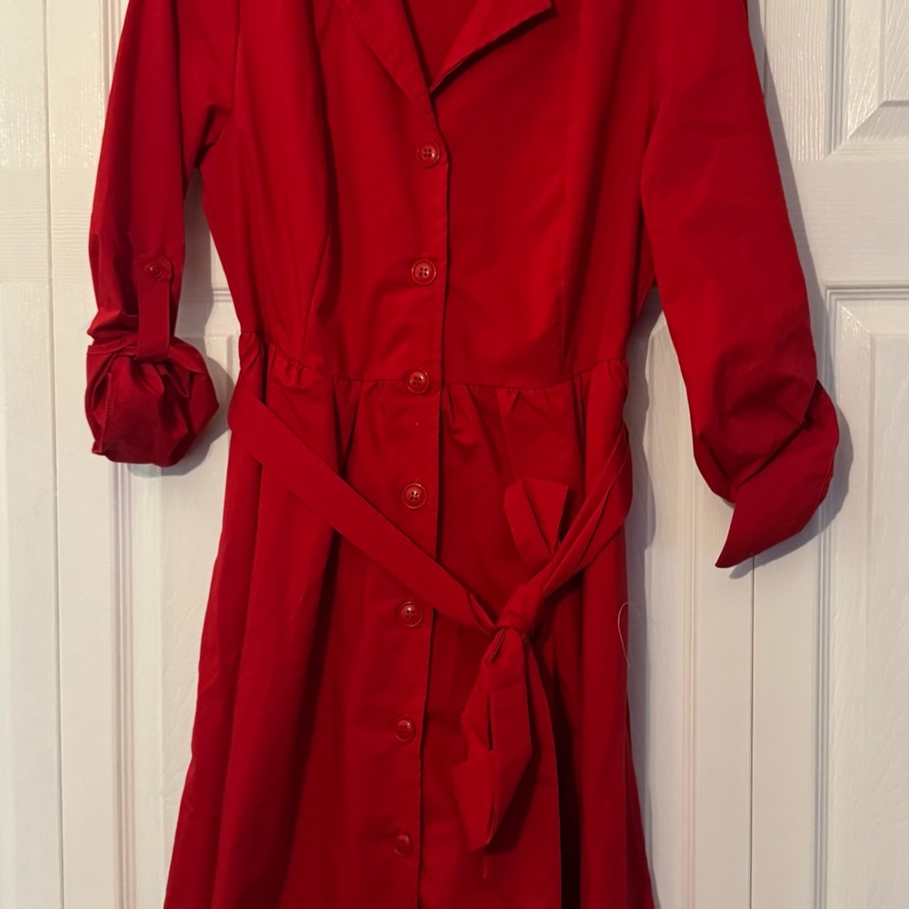 Elegant Red Button-Up Dress